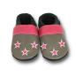 Preview: Lederpuschen Sterne grau/pink