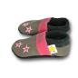 Preview: Lederpuschen Sterne grau/pink