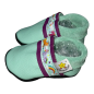 Preview: Lederschuhe mint mit Webband Pferde auf lila