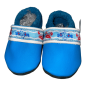 Preview: Lederschuhe blau mit Webband Fische auf weiß