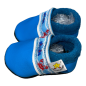 Preview: Lederschuhe blau mit Webband Fische auf weiß
