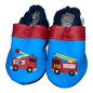 Preview: Lauflernschuhe Feuerwehr auf taubenblau mit Stoppy