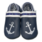 Preview: Krabbelschuhe Anker auf blau mit Webband Anker auf weiß