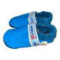 Preview: Krabbelschuhe in blau mit Webband Fische auf weiß