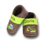Preview: Krabbelschuhe Baustelle auf braun