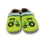 Preview: Krabbelschuhe grüne Trecker mit Webband