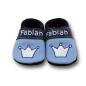 Preview: Lederpuschen Krone blau
