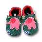 Preview: Vegane Krabbelschuhe Elefant auf grün