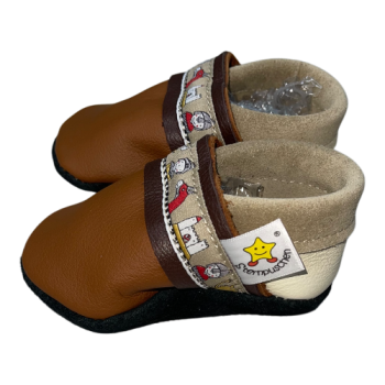 Lauflernschuhe mit Webband Ritter auf braun