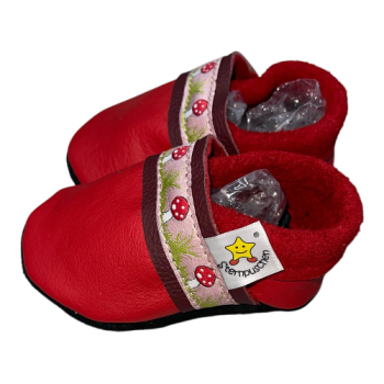Lauflernschuhe mit Webband Pilze auf rot