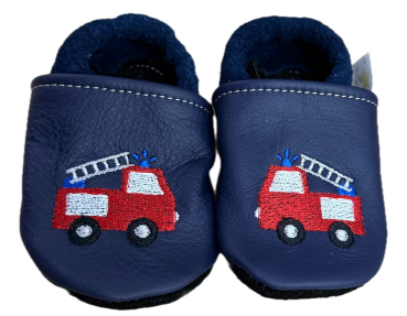 Lederpuschen Feuerwehr auf blau