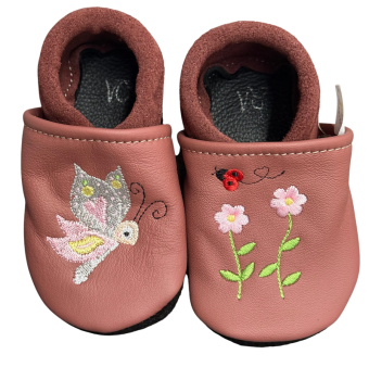 Krabbelschuhe Schmetterling und Blumen