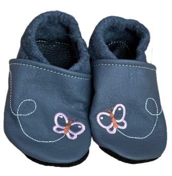 Lederpuschen Schmeterling grau