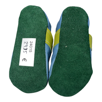 Lederpuschen Trecker auf taubenblau