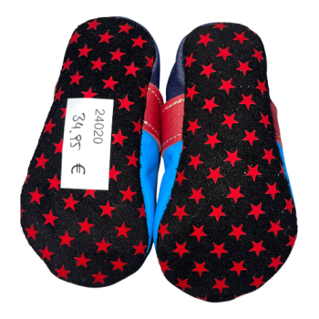 Lauflernschuhe Feuerwehr auf taubenblau mit Stoppy