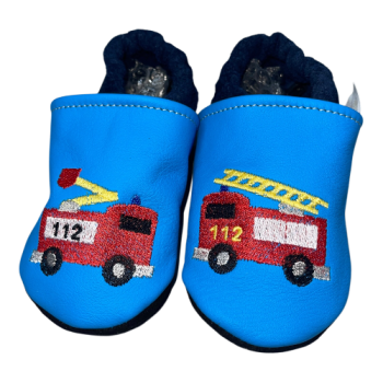 Lauflernschuhe Feuerwehr auf taubenblau