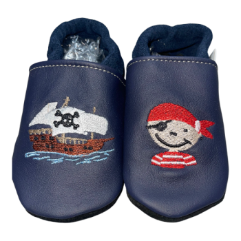 Lauflernschuhe Pirat & Schiff auf blau