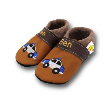 Krabbelschuhe Polizeiauto braun