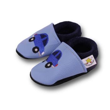 Krabbelschuhe kleines blaues Auto