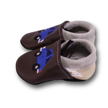 Krabbelschuhe kleines blaues Auto