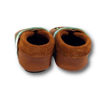 Krabbelschuhe grüne Trecker mit Webband