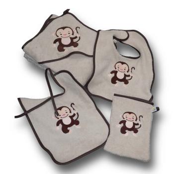 Kapuzenbadetuch Affe auf beige