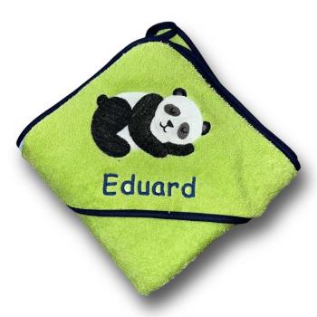 Kapuzenbadetuch Panda auf grün