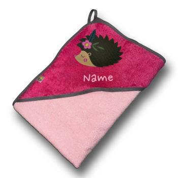 Kapuzenbadetuch Igel auf pink