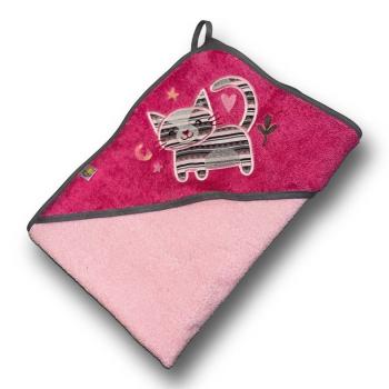 Kapuzenbadetuch Katze mit Stoff hinterlegt