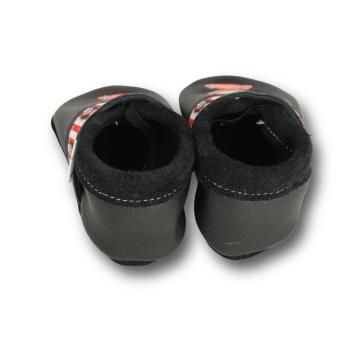 Lederpuschen Pirat schwarz mit Webband