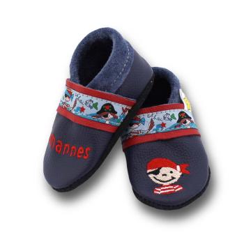 Lauflernschuh Pirat blau mit Webband