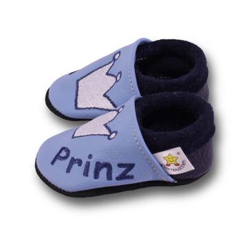 Lederpuschen Krone blau