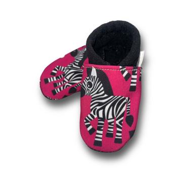 Vegane Krabbelpuschen Zebra auf pink