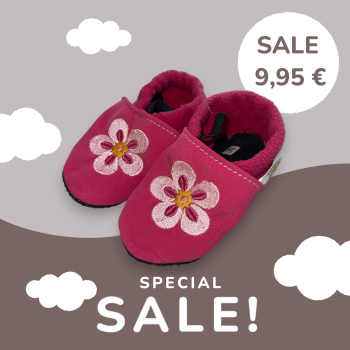 Vegane Krabbelschuhe BLUME gestickt