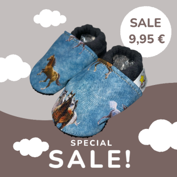 Vegane Krabbelschuhe PFERDE