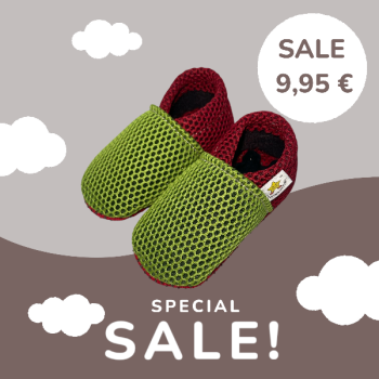 Vegane Netzgewebe Hausschuhe GRÜN-ROT