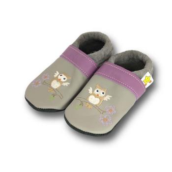 Krabbelschuhe Eule auf dem Ast