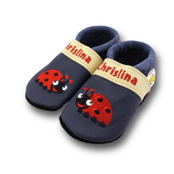 Lauflernschuhe Marienkäfer auf blau
