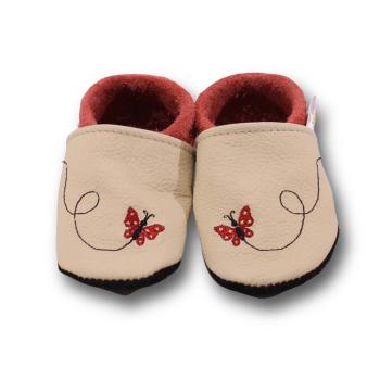 Krabbelschuhe Schmetterling im Flug auf beige