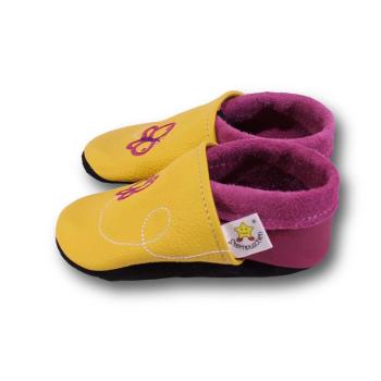 Krabbelschuhe Schmetterling 2015 auf gelb