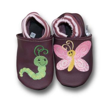 Lederpuschen  Schmetterling & Wurm mit Softbund