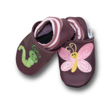 Lederpuschen  Schmetterling & Wurm mit Softbund