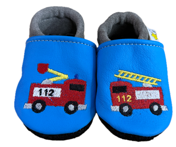 Lederpuschen Feuerwehr Himmelblau