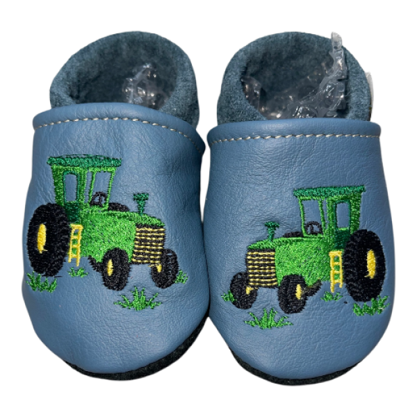 Lederschuhe Trecker auf taubenblau