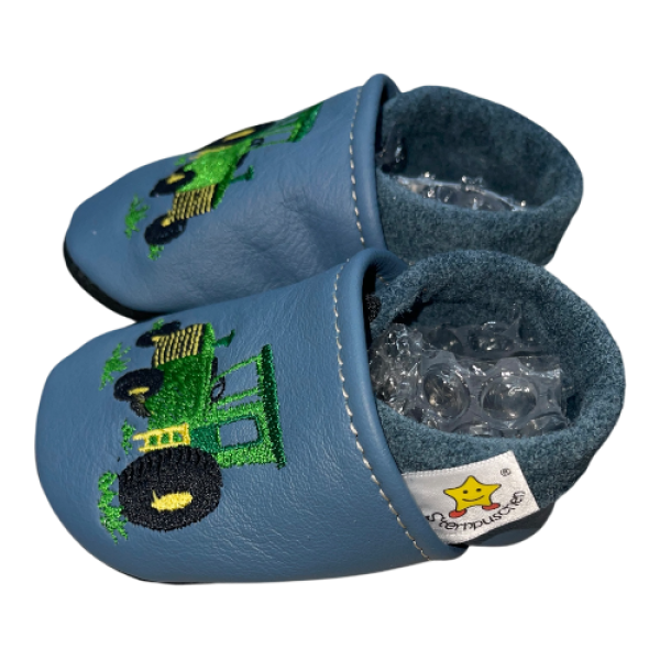 Lederschuhe Trecker auf taubenblau