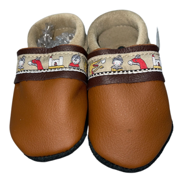 Lauflernschuhe mit Webband Ritter auf braun