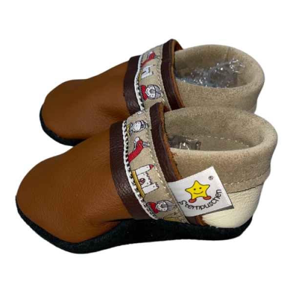 Lauflernschuhe mit Webband Ritter auf braun