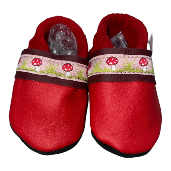 Lauflernschuhe mit Webband Pilze auf rot