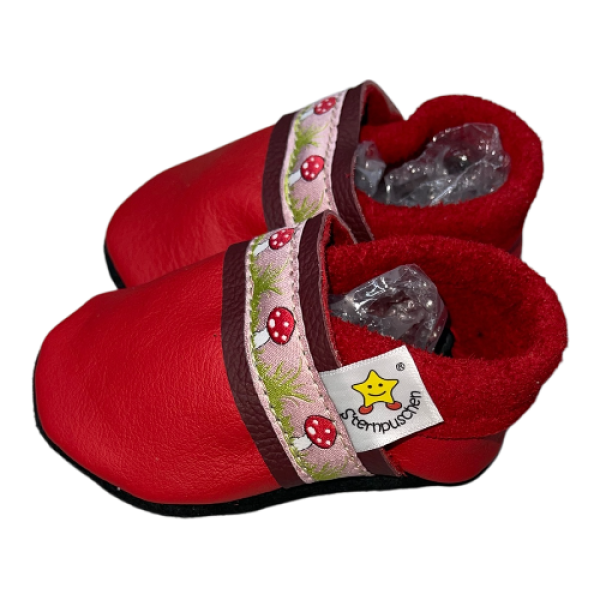 Lauflernschuhe mit Webband Pilze auf rot
