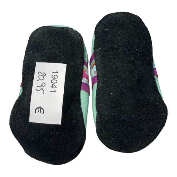 Lederschuhe mint mit Webband Pferde auf lila